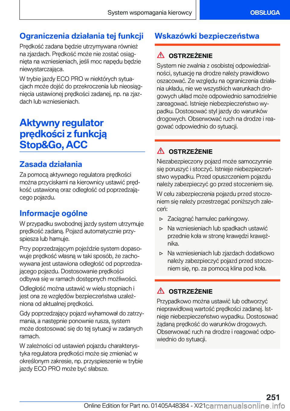 BMW X4 2022  Instrukcja obsługi (in Polish) �O�g�r�a�n�i�c�z�e�n�i�a��d�z�i�a�ł�a�n�i�a��t�e�j��f�u�n�k�c�j�i
�P�r�