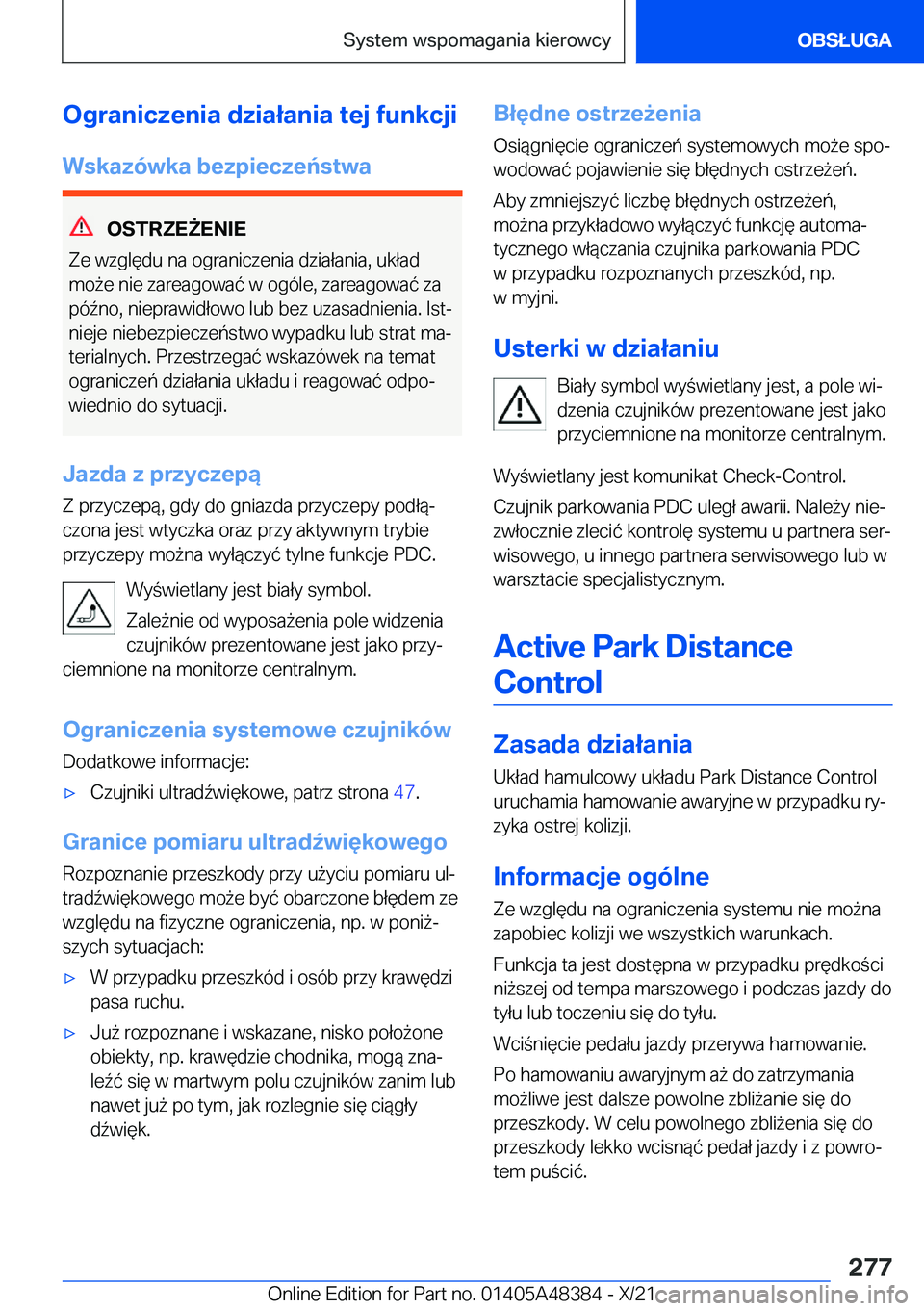 BMW X4 2022  Instrukcja obsługi (in Polish) �O�g�r�a�n�i�c�z�e�n�i�a��d�z�i�a�ł�a�n�i�a��t�e�j��f�u�n�k�c�j�i�W�s�k�a�z�