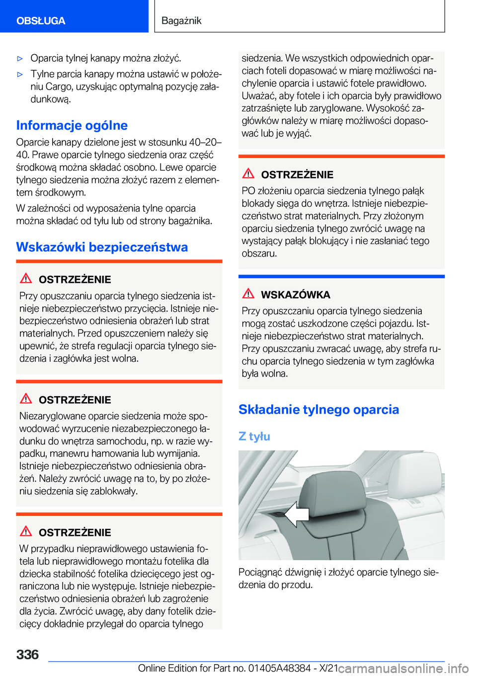 BMW X4 2022  Instrukcja obsługi (in Polish) 'x�O�p�a�r�c�i�a��t�y�l�n�e�j��k�a�n�a�p�y��m�o9�n�a��z�ł�o9�y�
