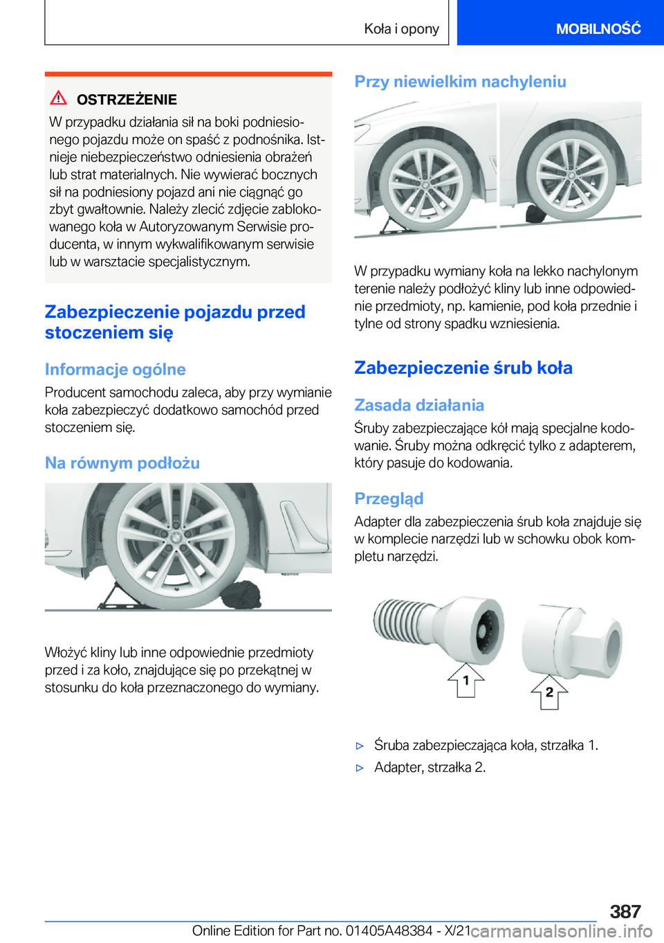 BMW X4 2022  Instrukcja obsługi (in Polish) �O�S�T�R�Z�E8�E�N�I�E
�W��p�r�z�y�p�a�d�k�u��d�z�i�a�ł�a�n�i�a��s�i�ł��n�a��b�o�k�i��p�o�d�n�i�e�s�i�oj �n�e�g�o��p�o�j�a�z�d�u��m�o9�e��o�n��s�p�a�