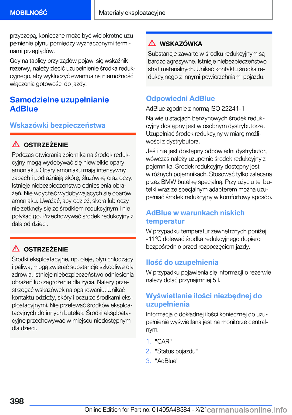 BMW X4 2022  Instrukcja obsługi (in Polish) �p�r�z�y�c�z�e�p�