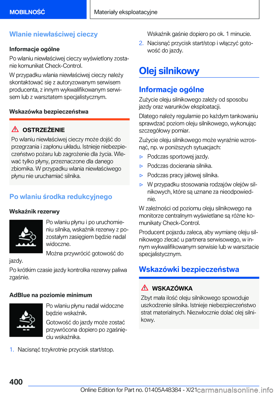 BMW X4 2022  Instrukcja obsługi (in Polish) �W�l�a�n�i�e��n�i�e�w�ł�a�c�i�w�e�j��c�i�e�c�z�y
�I�n�f�o�r�m�a�c�j�e��o�g�