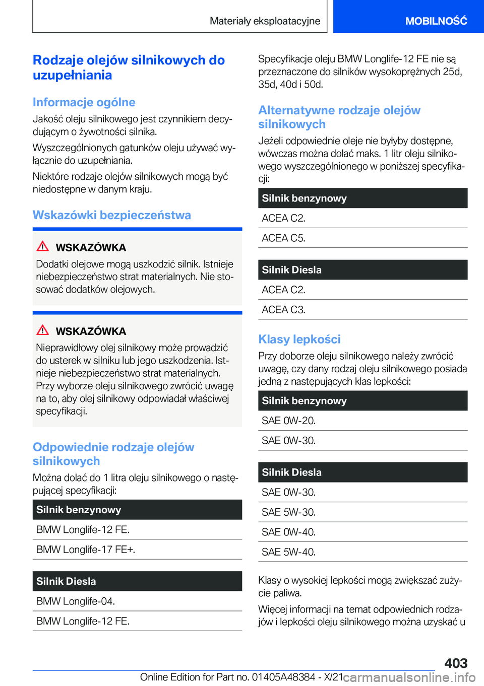 BMW X4 2022  Instrukcja obsługi (in Polish) �R�o�d�z�a�j�e��o�l�e�j�