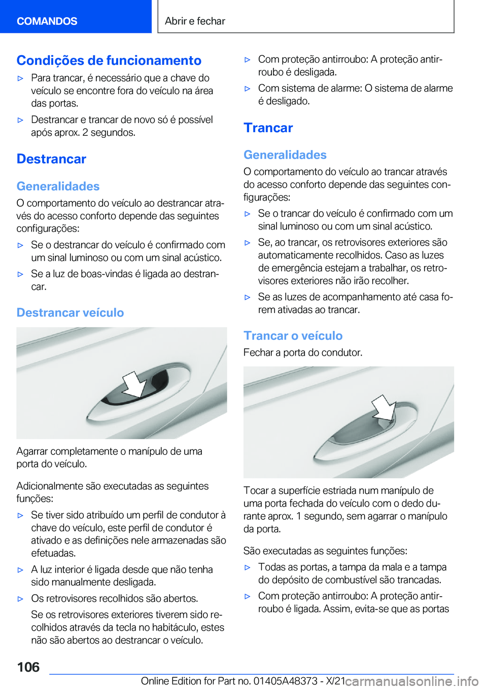 BMW X4 2022  Manual do condutor (in Portuguese) �C�o�n�d�i�