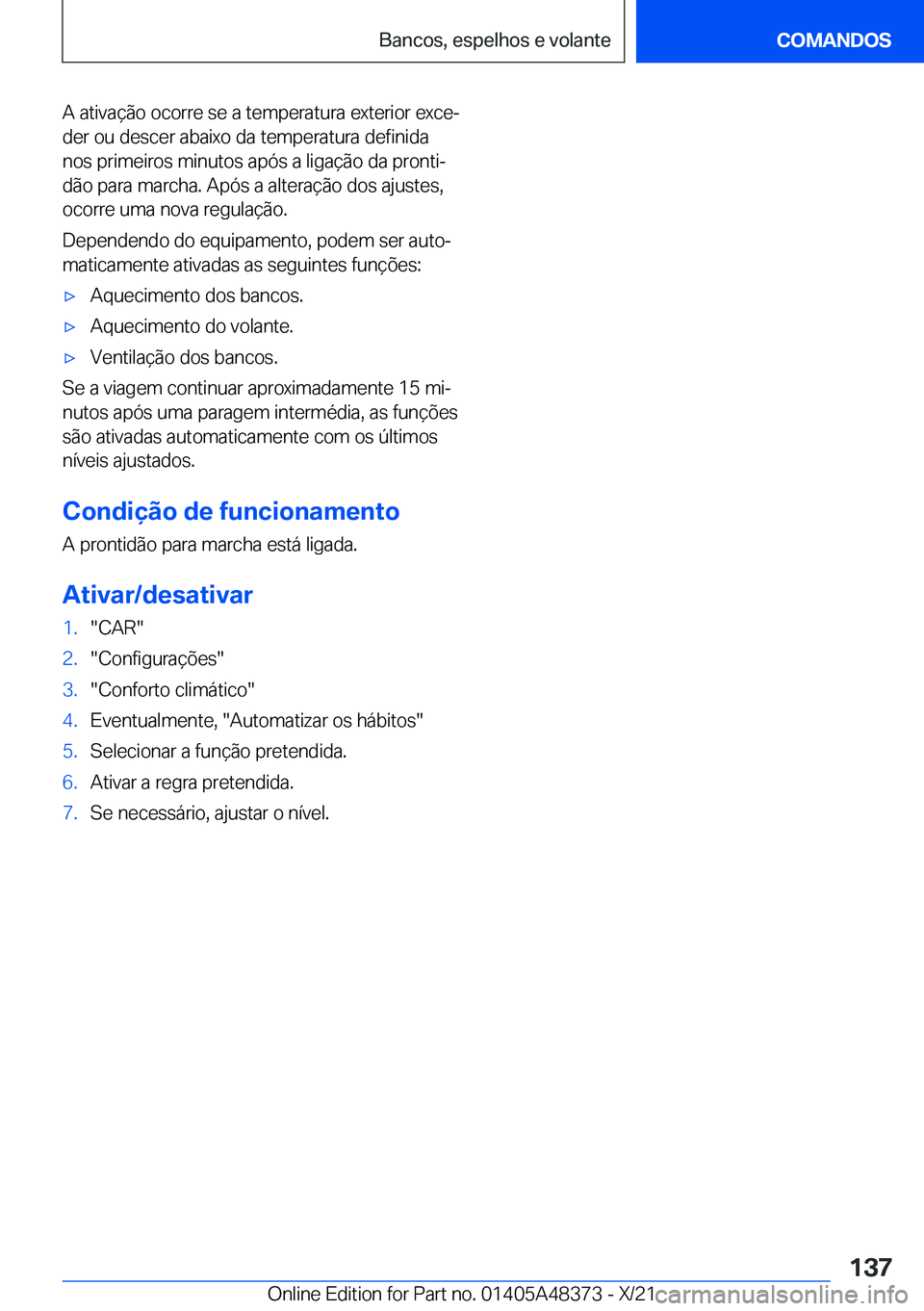 BMW X4 2022  Manual do condutor (in Portuguese) �A��a�t�i�v�a�