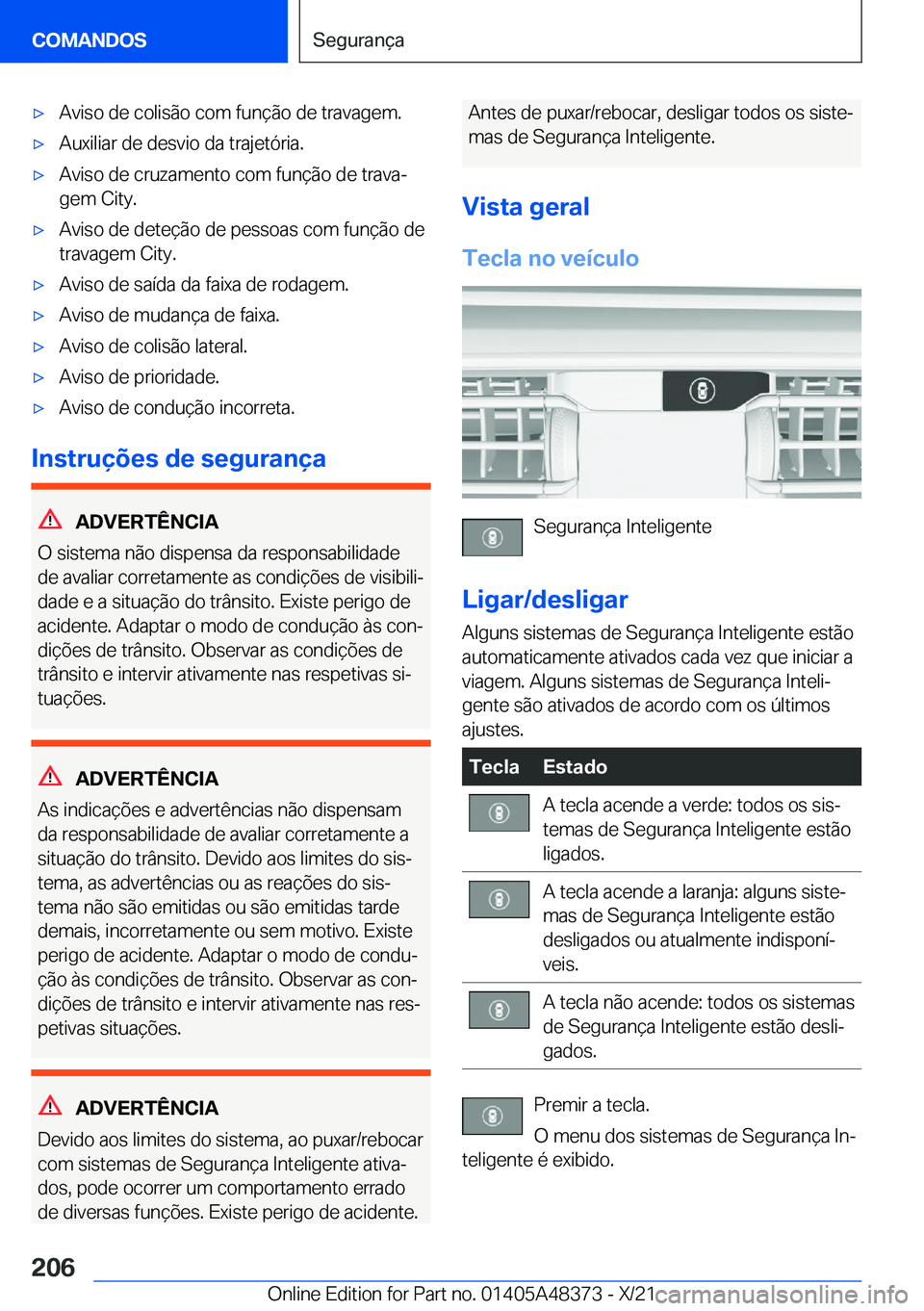 BMW X4 2022  Manual do condutor (in Portuguese) x�A�v�i�s�o��d�e��c�o�l�i�s�ã�o��c�o�m��f�u�n�