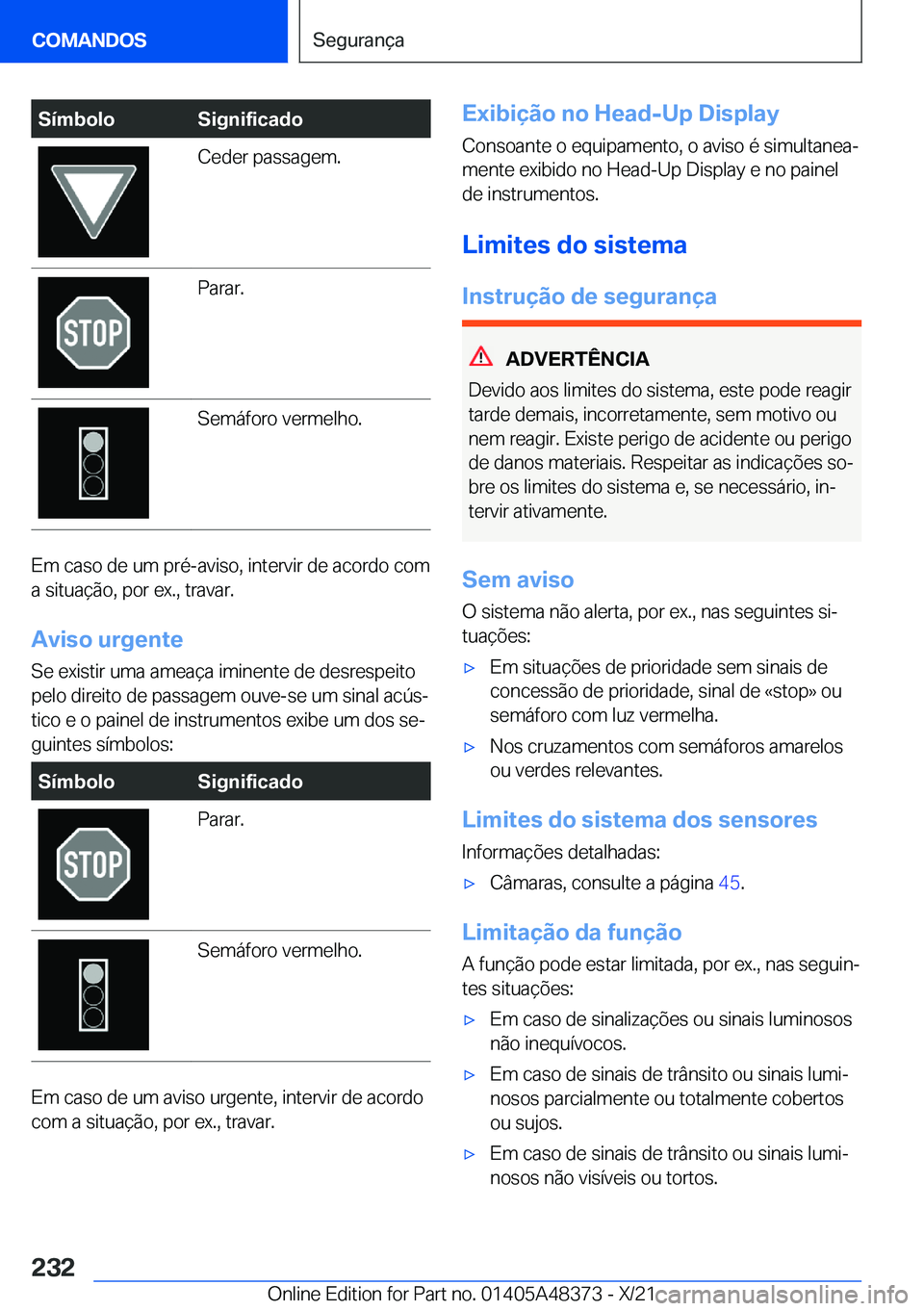 BMW X4 2022  Manual do condutor (in Portuguese) �S�