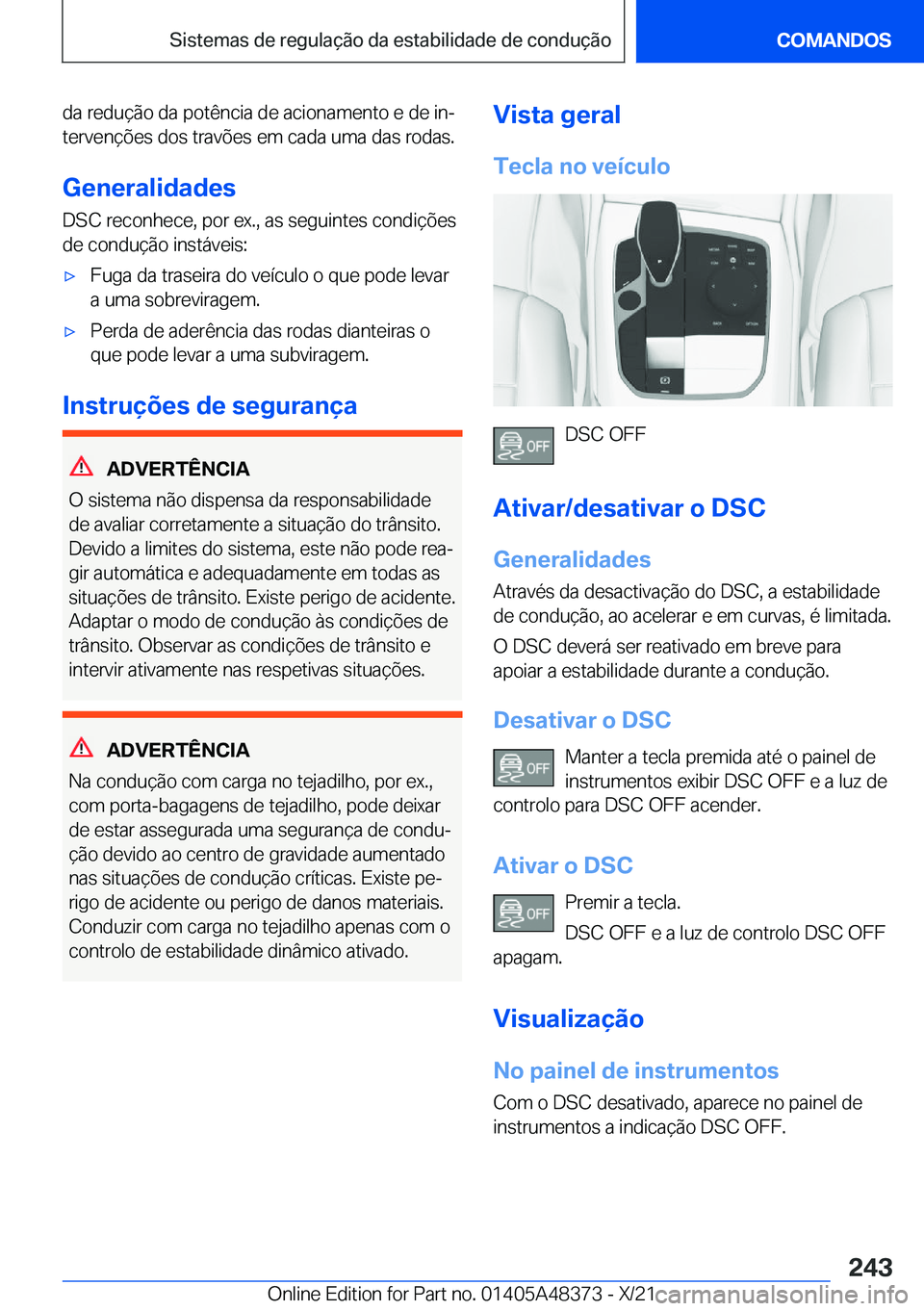 BMW X4 2022  Manual do condutor (in Portuguese) �d�a��r�e�d�u�