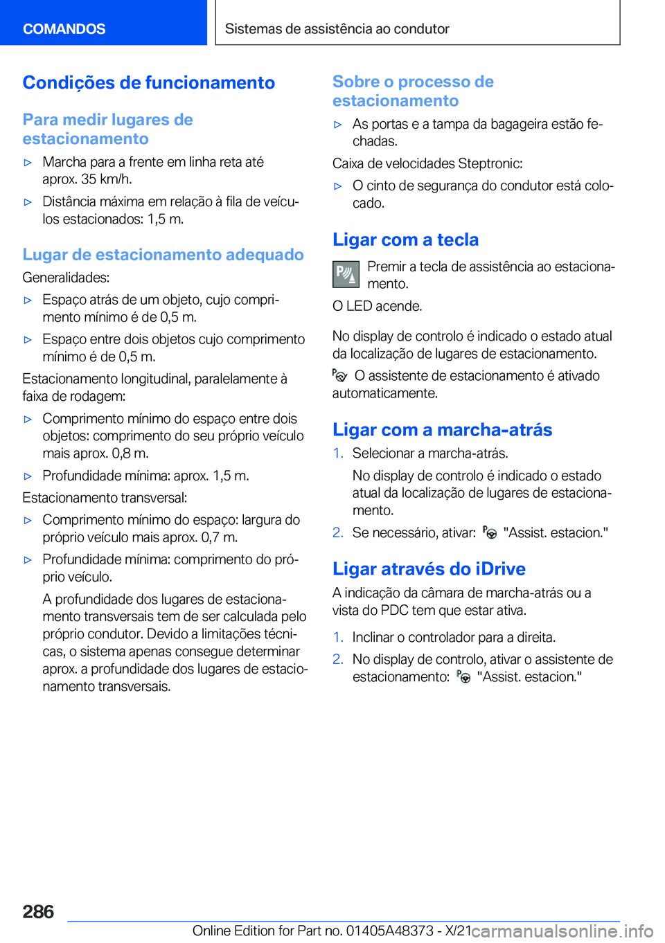 BMW X4 2022  Manual do condutor (in Portuguese) �C�o�n�d�i�