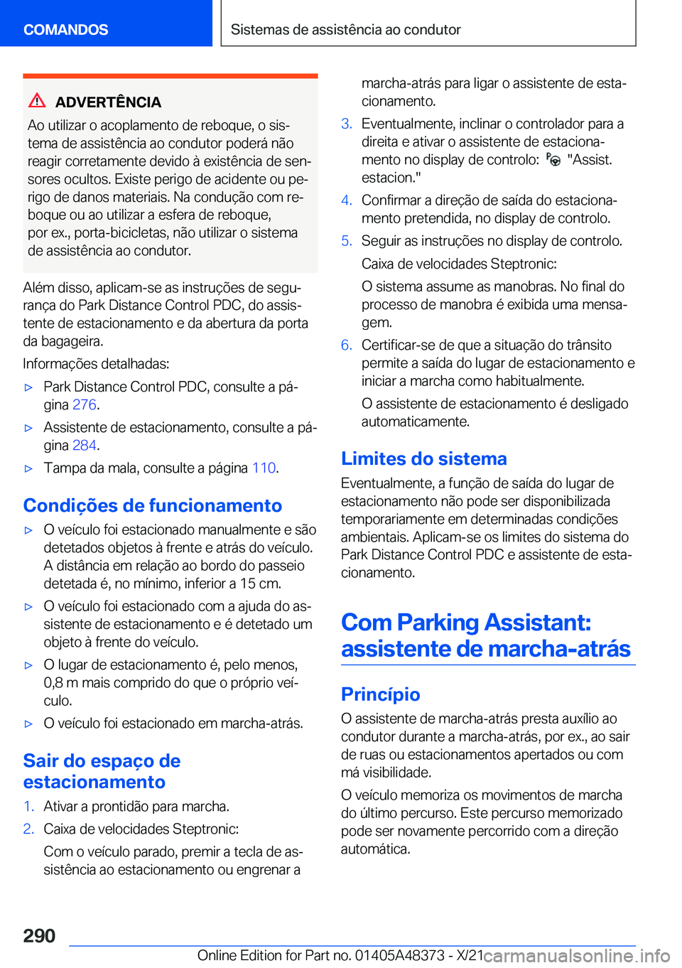 BMW X4 2022  Manual do condutor (in Portuguese) �A�D�V�E�R�T�