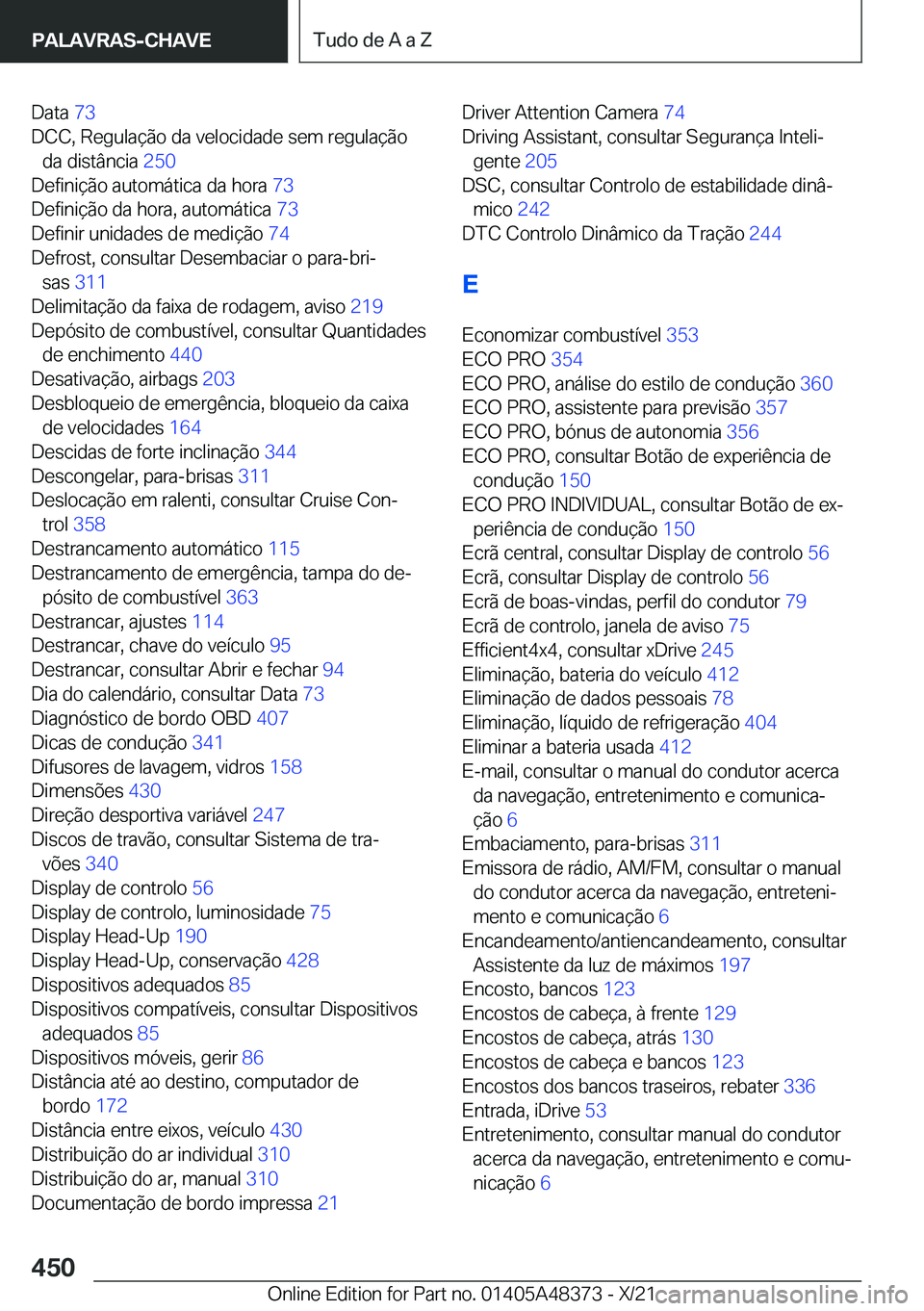BMW X4 2022  Manual do condutor (in Portuguese) �D�a�t�a��7�3�
�D�C�C�,��R�e�g�u�l�a�