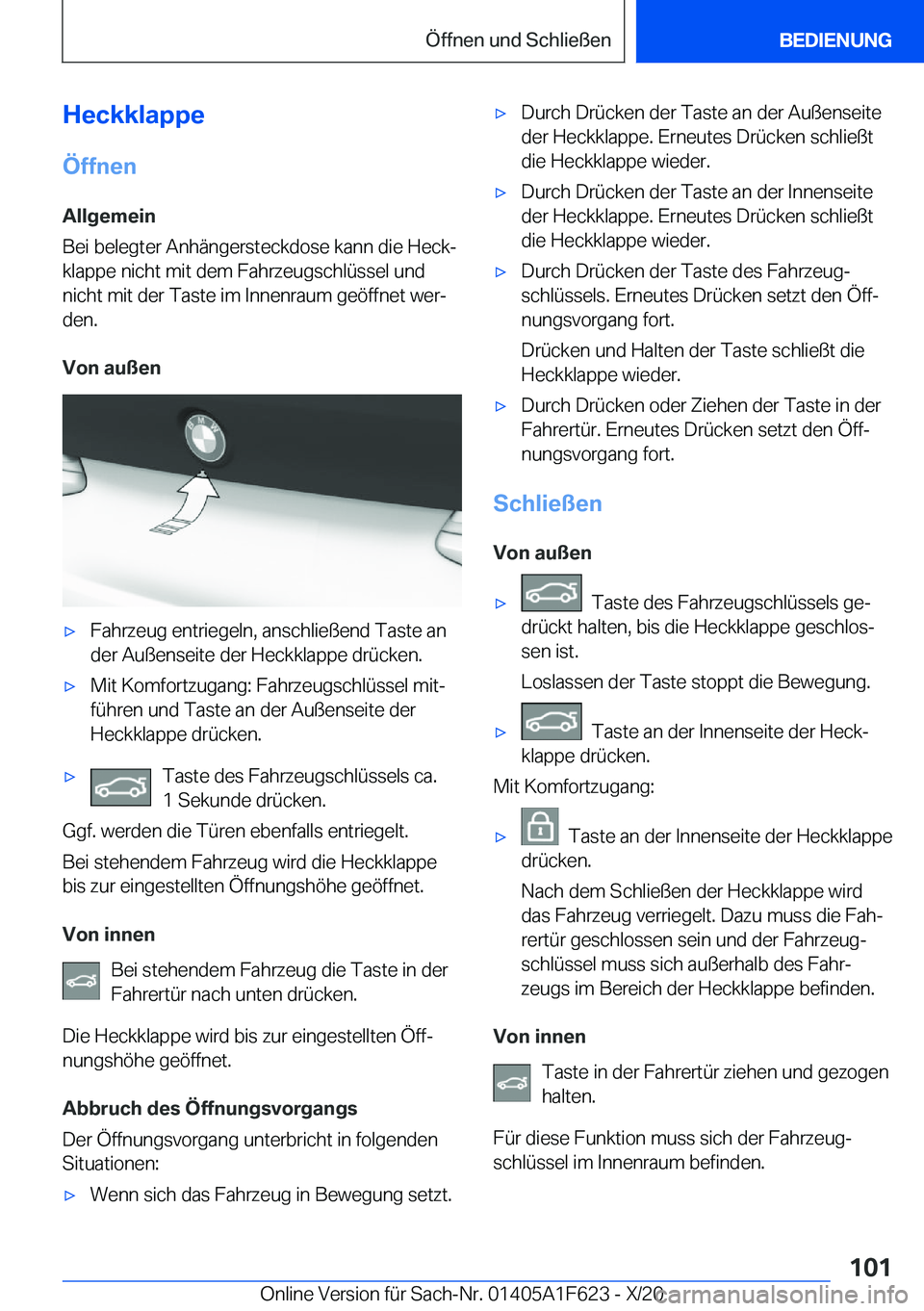 BMW X4 2021  Betriebsanleitungen (in German) �H�e�c�k�k�l�a�p�p�e
�