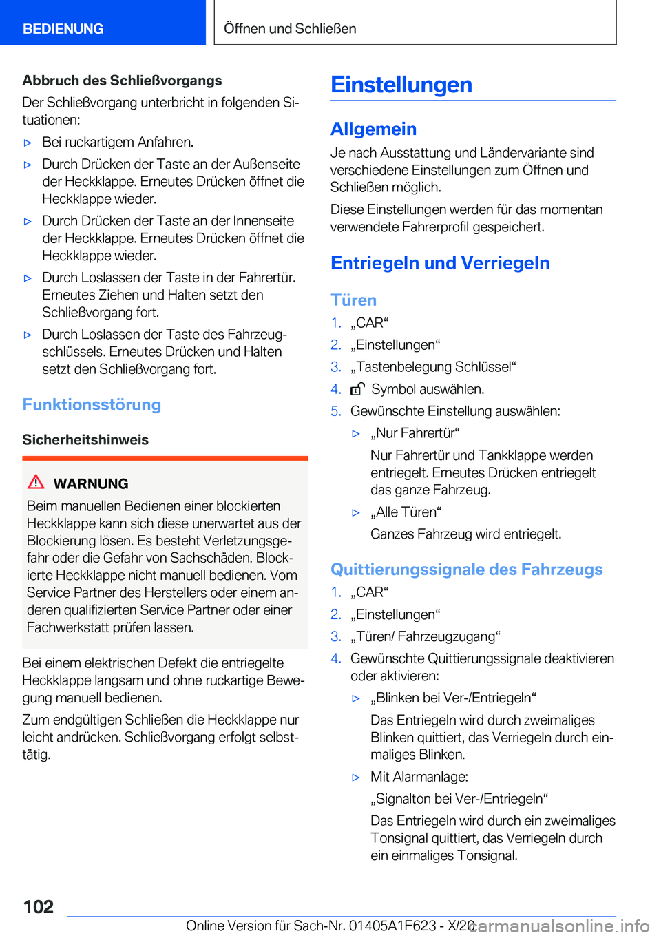 BMW X4 2021  Betriebsanleitungen (in German) �A�b�b�r�u�c�h��d�e�s��S�c�h�l�i�e�
