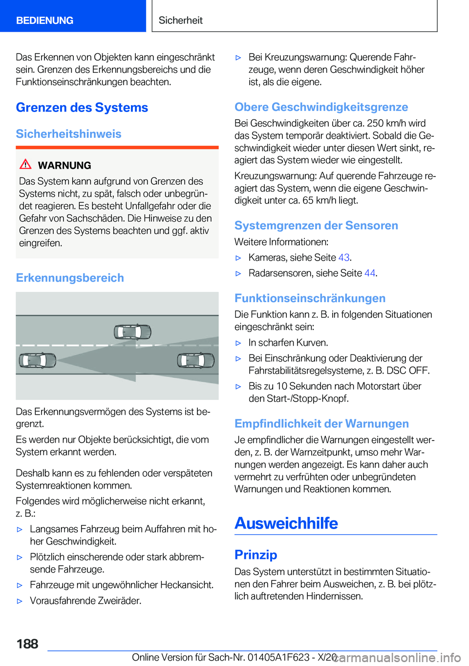 BMW X4 2021  Betriebsanleitungen (in German) �D�a�s��E�r�k�e�n�n�e�n��v�o�n��O�b�j�e�k�t�e�n��k�a�n�n��e�i�n�g�e�s�c�h�r�