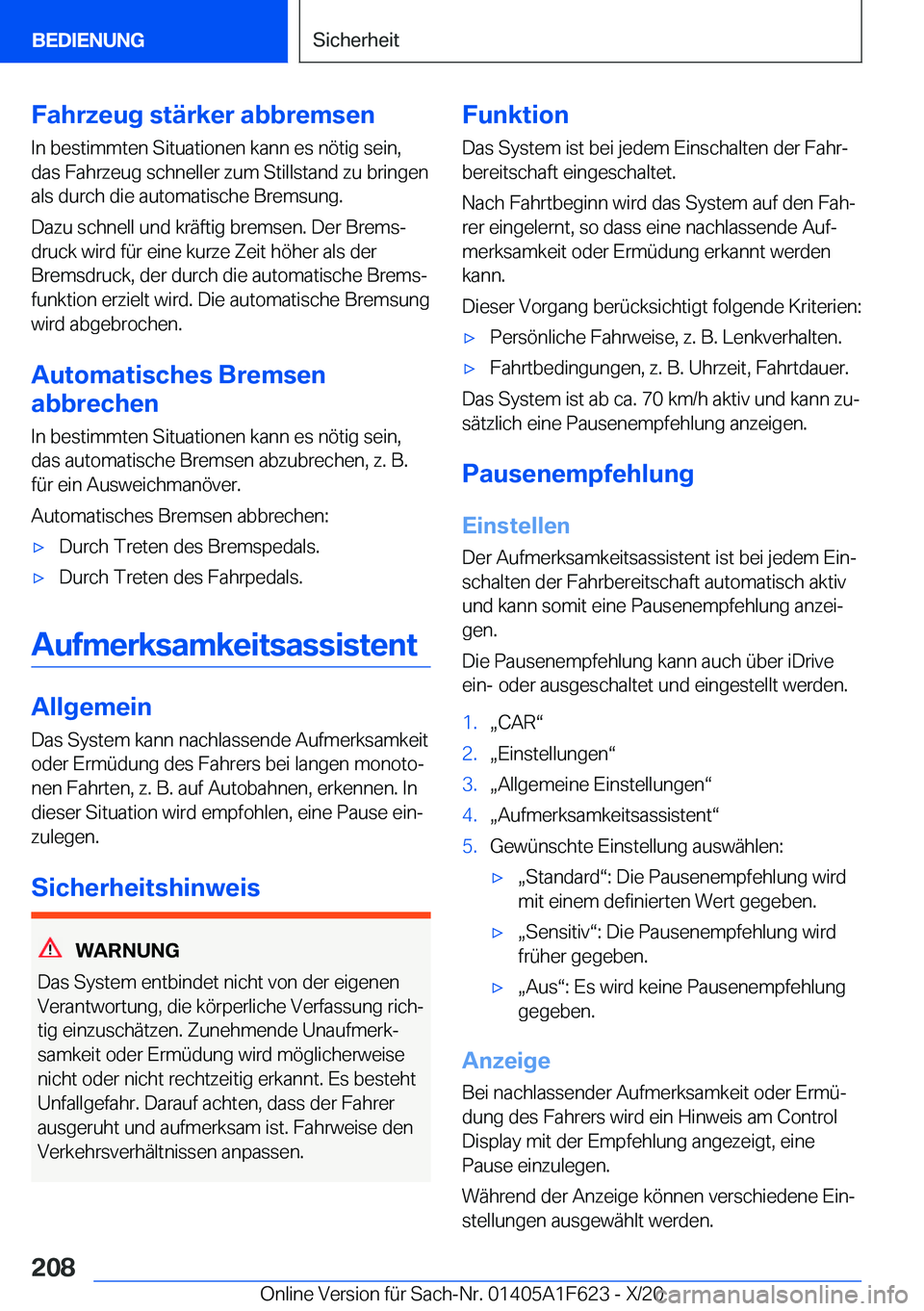 BMW X4 2021  Betriebsanleitungen (in German) �F�a�h�r�z�e�u�g��s�t�