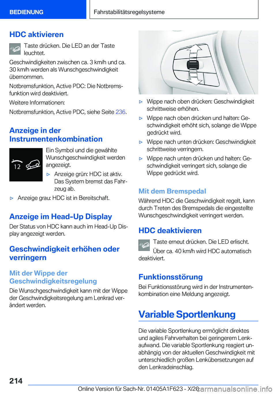 BMW X4 2021  Betriebsanleitungen (in German) �H�D�C��a�k�t�i�v�i�e�r�e�n�T�a�s�t�e��d�r�