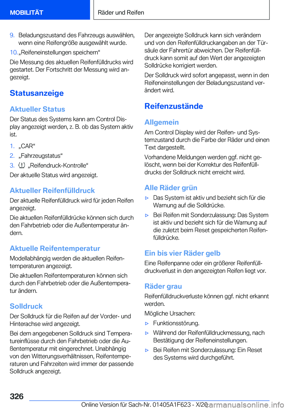 BMW X4 2021  Betriebsanleitungen (in German) �9�.�B�e�l�a�d�u�n�g�s�z�u�s�t�a�n�d��d�e�s��F�a�h�r�z�e�u�g�s��a�u�s�w�