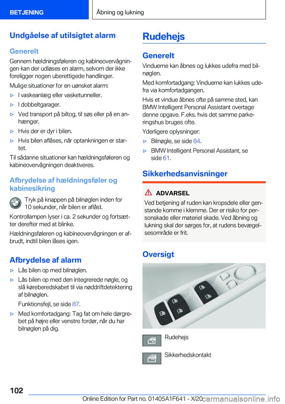 BMW X4 2021  InstruktionsbØger (in Danish) �U�n�d�g�å�e�l�s�e��a�f��u�t�i�l�s�i�g�t�e�t��a�l�a�r�m�G�e�n�e�r�e�l�t
�G�e�n�n�e�m��h�æ�l�d�n�i�n�g�s�f�