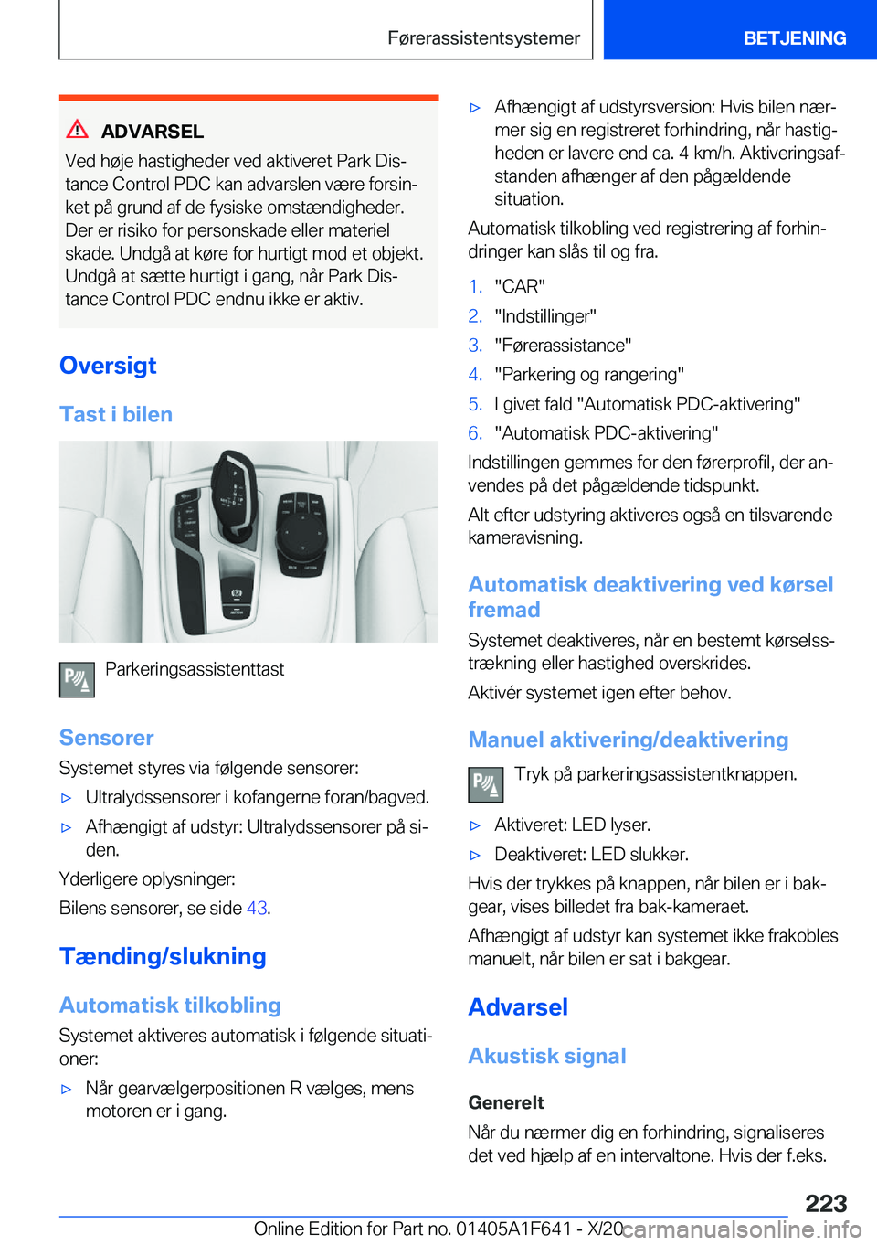 BMW X4 2021  InstruktionsbØger (in Danish) �A�D�V�A�R�S�E�L
�V�e�d��h�