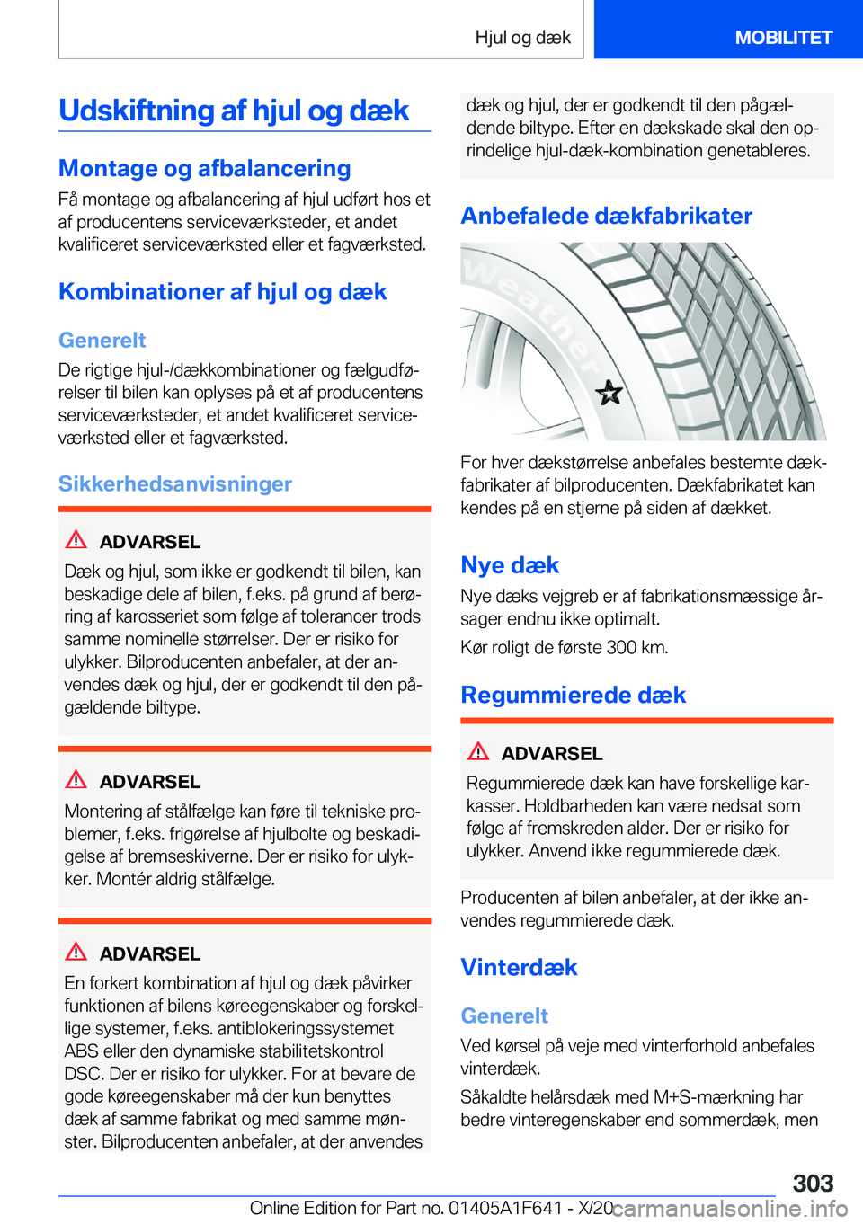 BMW X4 2021  InstruktionsbØger (in Danish) �U�d�s�k�i�f�t�n�i�n�g��a�f��h�j�u�l��o�g��d�æ�k
�M�o�n�t�a�g�e��o�g��a�f�b�a�l�a�n�c�e�r�i�n�g�F�å��m�o�n�t�a�g�e��o�g��a�f�b�a�l�a�n�c�e�r�i�n�g��a�f��h�j�u�l��u�d�f�