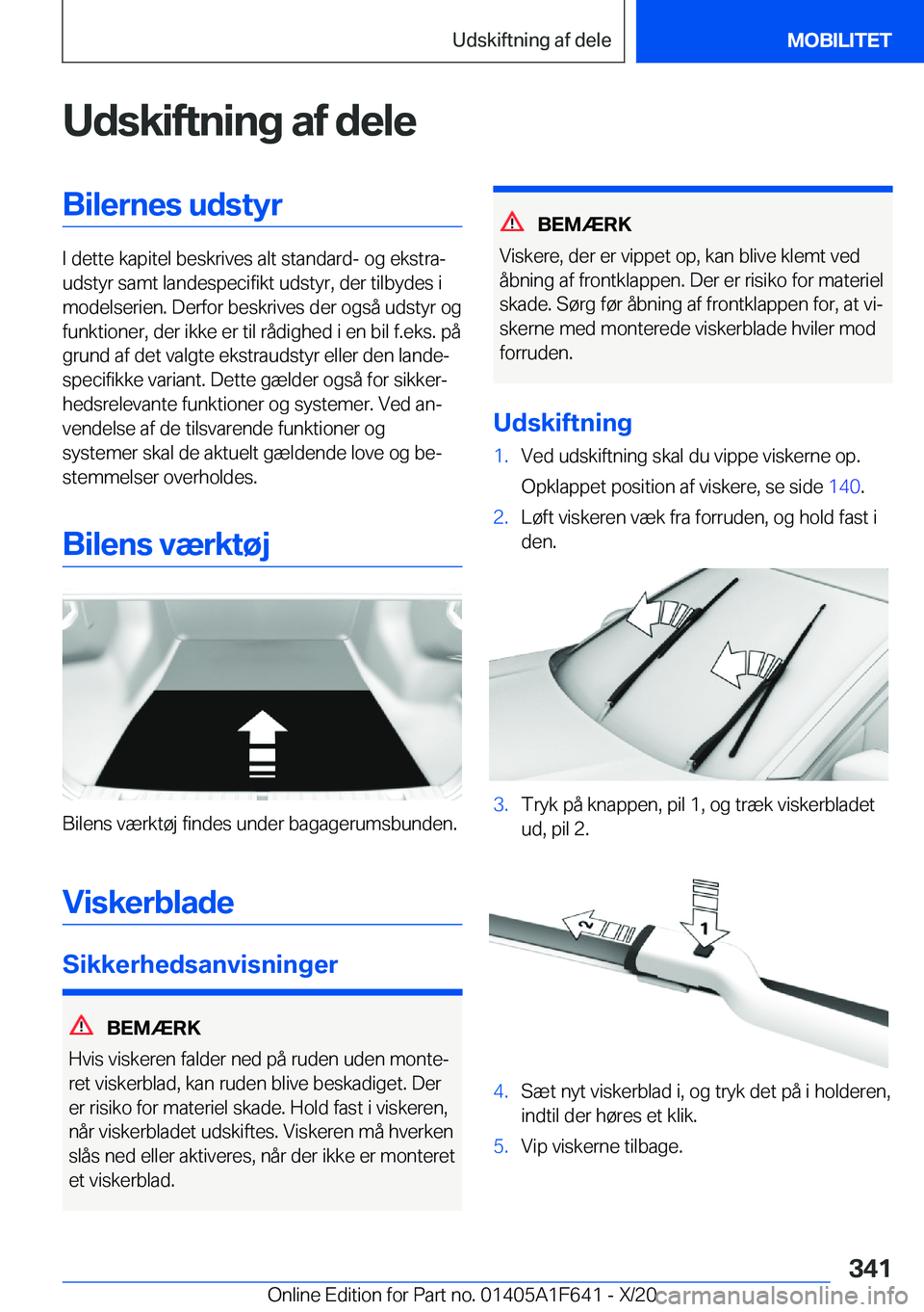 BMW X4 2021  InstruktionsbØger (in Danish) �U�d�s�k�i�f�t�n�i�n�g��a�f��d�e�l�e�B�i�l�e�r�n�e�s��u�d�s�t�y�r
�I��d�e�t�t�e��k�a�p�i�t�e�l��b�e�s�k�r�i�v�e�s��a�l�t��s�t�a�n�d�a�r�d�-��o�g��e�k�s�t�r�aj
�u�d�s�t�y�r��s�a�m�t��l�a�n