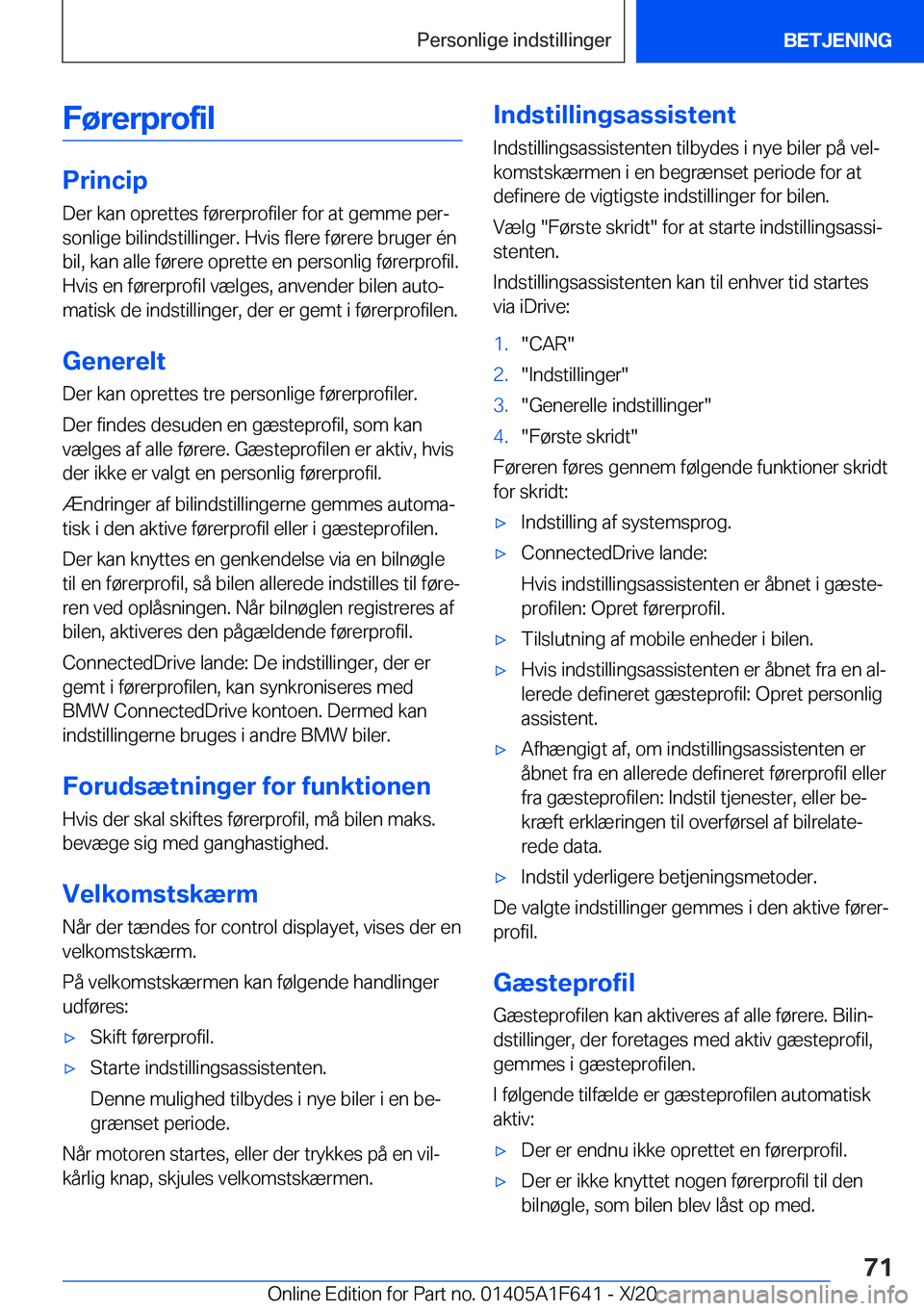 BMW X4 2021  InstruktionsbØger (in Danish) �F�