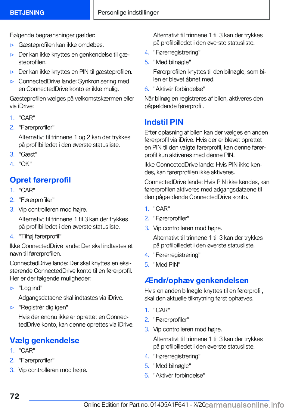 BMW X4 2021  InstruktionsbØger (in Danish) �F�