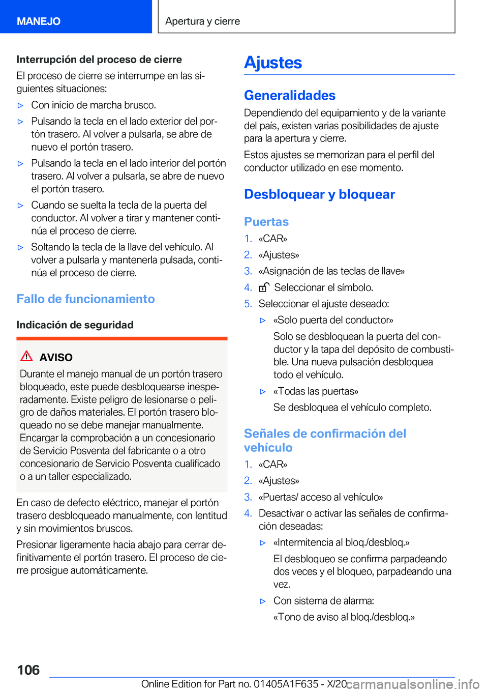BMW X4 2021  Manuales de Empleo (in Spanish) �I�n�t�e�r�r�u�p�c�i�