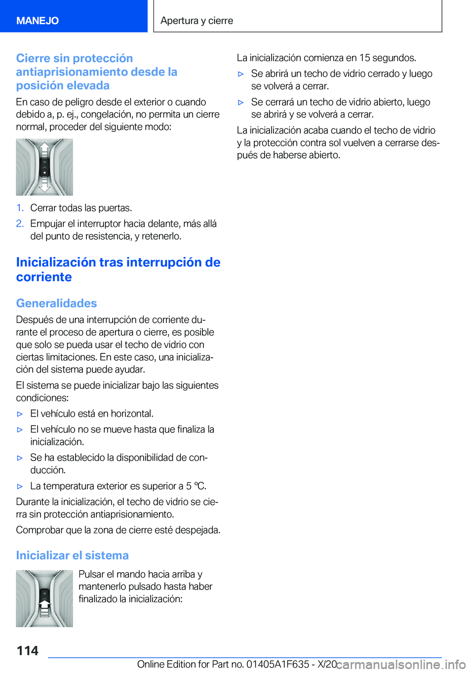 BMW X4 2021  Manuales de Empleo (in Spanish) �C�i�e�r�r�e��s�i�n��p�r�o�t�e�c�c�i�
