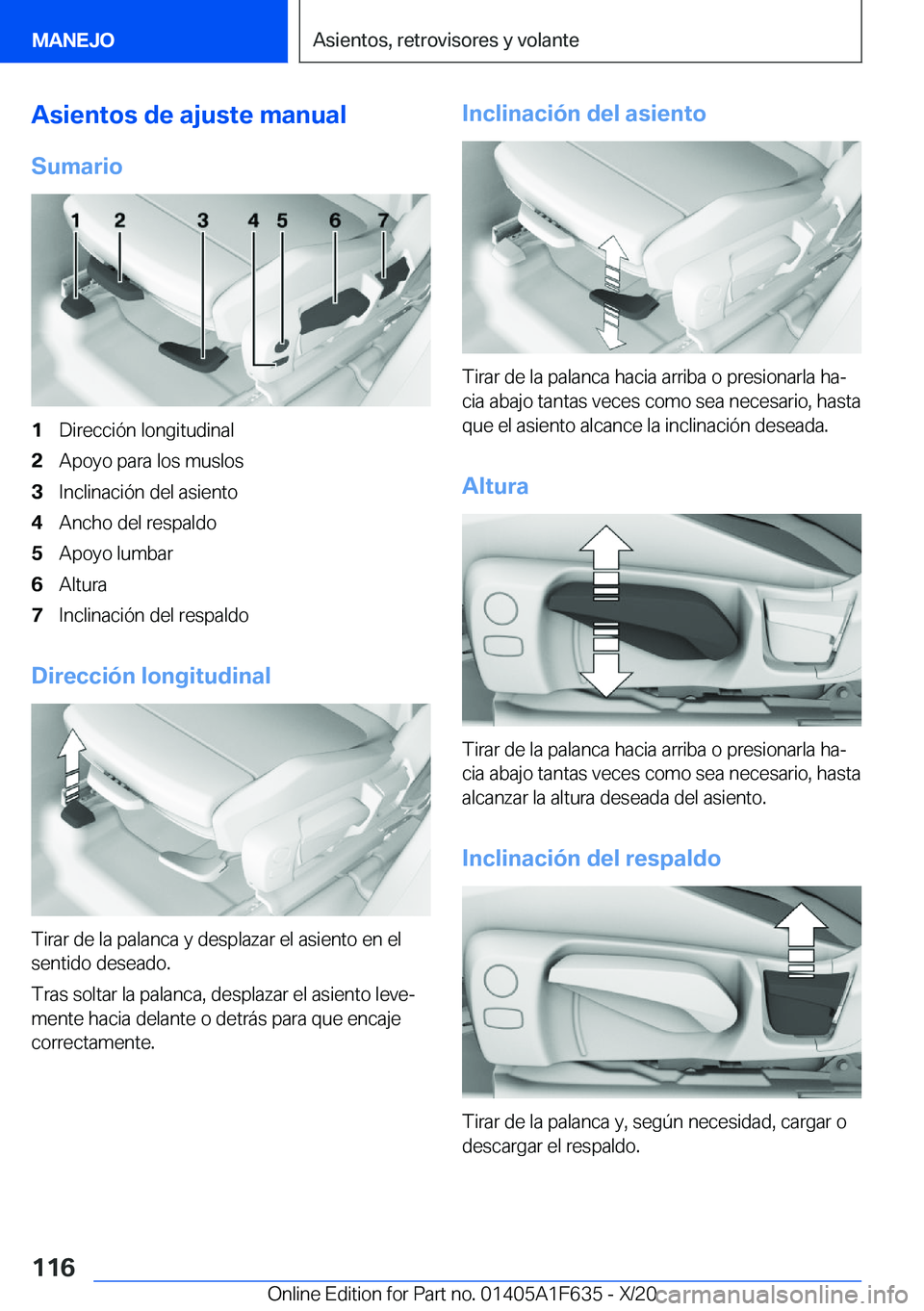 BMW X4 2021  Manuales de Empleo (in Spanish) �A�s�i�e�n�t�o�s��d�e��a�j�u�s�t�e��m�a�n�u�a�l
�S�u�m�a�r�i�o�1�D�i�r�e�c�c�i�