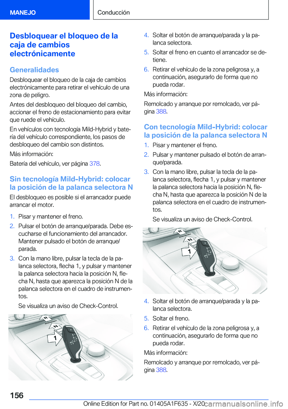 BMW X4 2021  Manuales de Empleo (in Spanish) �D�e�s�b�l�o�q�u�e�a�r��e�l��b�l�o�q�u�e�o��d�e��l�a
�c�a�j�a��d�e��c�a�m�b�i�o�s
�e�l�e�c�t�r�