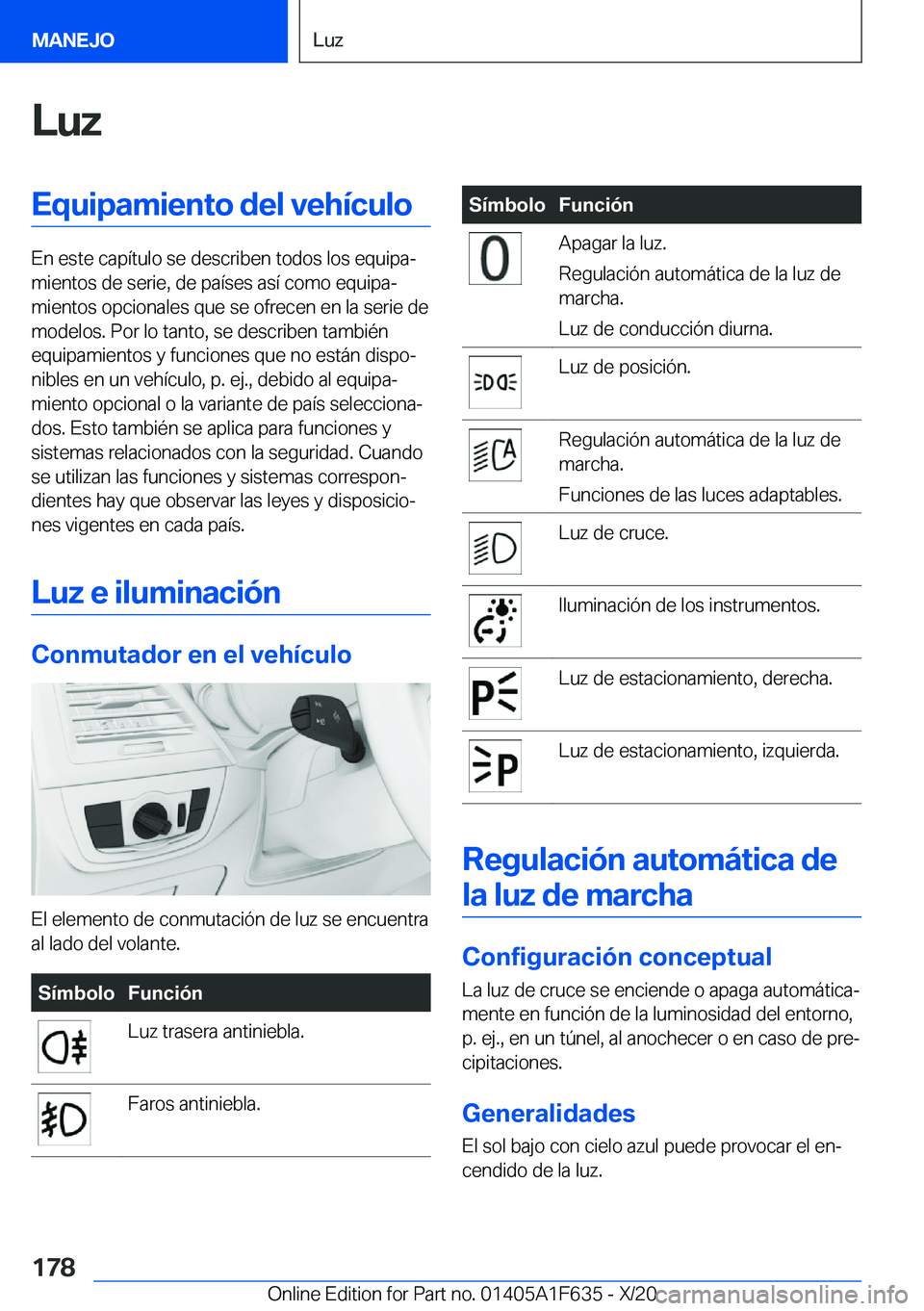 BMW X4 2021  Manuales de Empleo (in Spanish) �L�u�z�E�q�u�i�p�a�m�i�e�n�t�o��d�e�l��v�e�h�