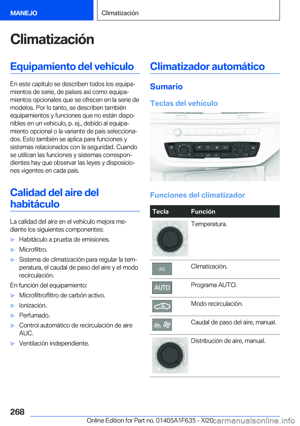 BMW X4 2021  Manuales de Empleo (in Spanish) �C�l�i�m�a�t�i�z�a�c�i�