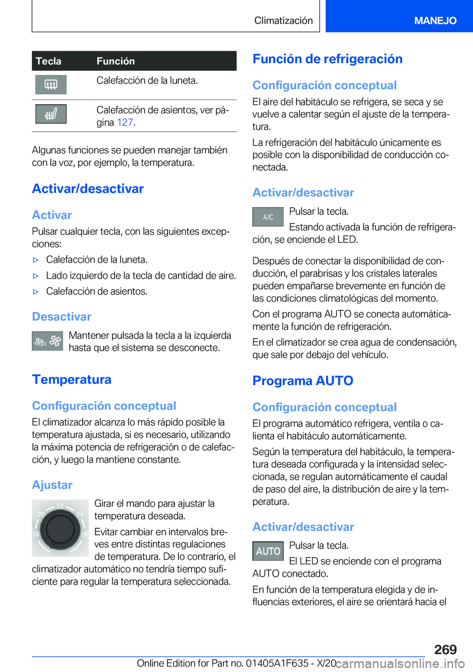 BMW X4 2021  Manuales de Empleo (in Spanish) �T�e�c�l�a�F�u�n�c�i�