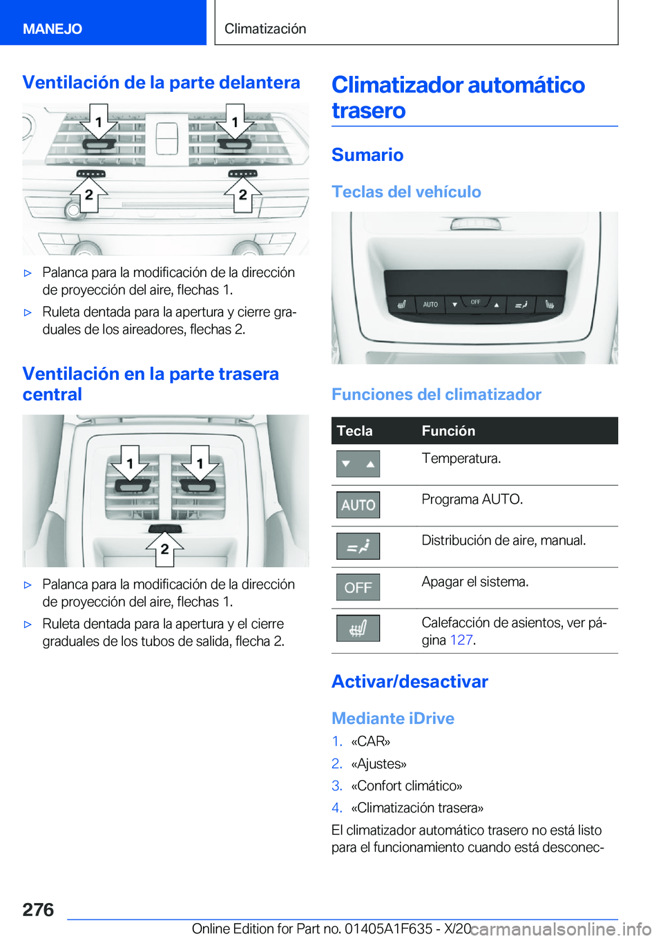 BMW X4 2021  Manuales de Empleo (in Spanish) �V�e�n�t�i�l�a�c�i�