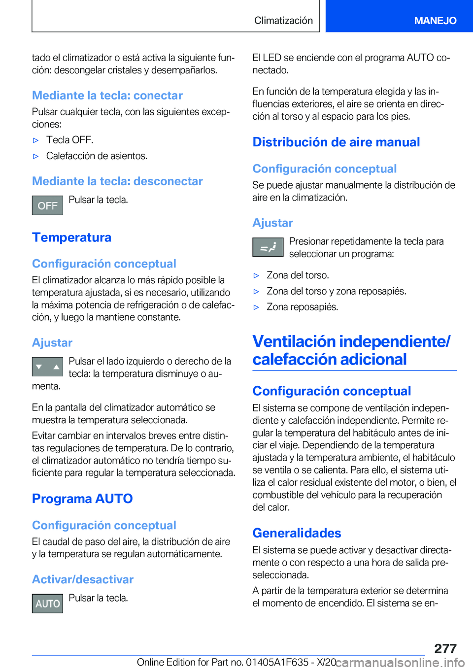 BMW X4 2021  Manuales de Empleo (in Spanish) �t�a�d�o��e�l��c�l�i�m�a�t�i�z�a�d�o�r��o��e�s�t�