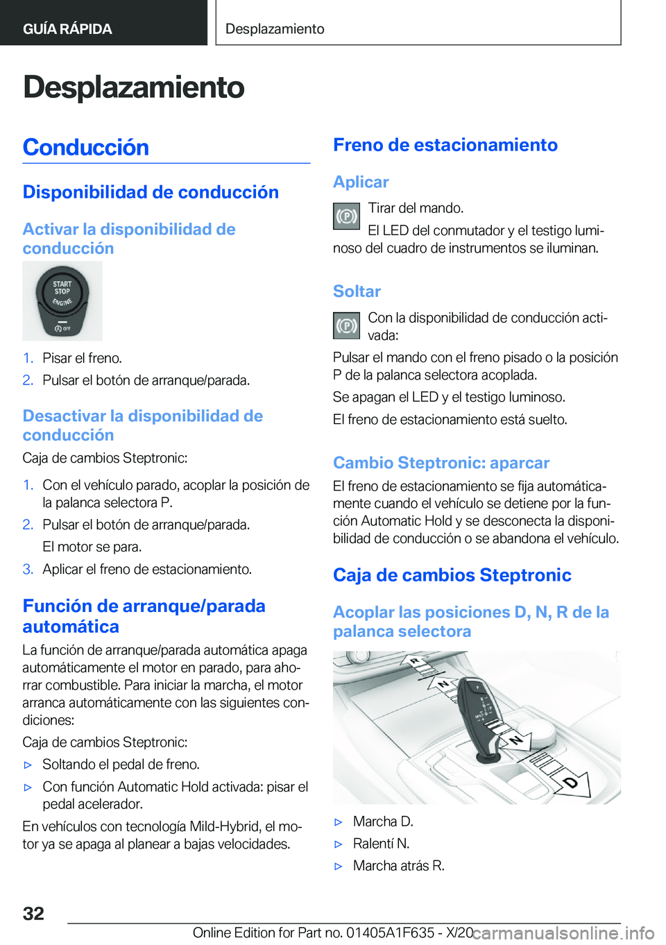 BMW X4 2021  Manuales de Empleo (in Spanish) �D�e�s�p�l�a�z�a�m�i�e�n�t�o�C�o�n�d�u�c�c�i�