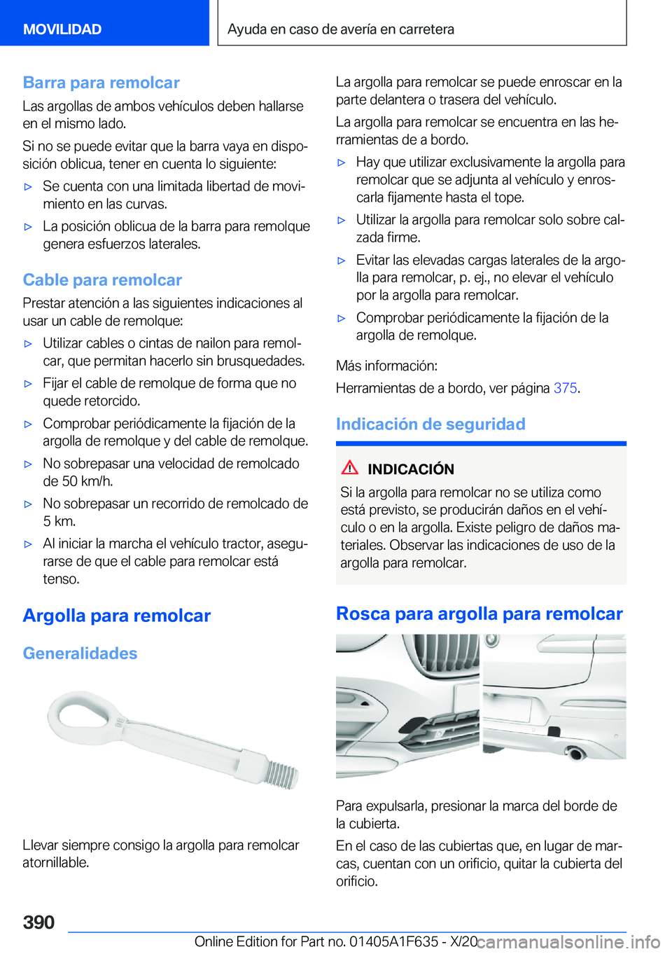 BMW X4 2021  Manuales de Empleo (in Spanish) �B�a�r�r�a��p�a�r�a��r�e�m�o�l�c�a�r�L�a�s��a�r�g�o�l�l�a�s��d�e��a�m�b�o�s��v�e�h�