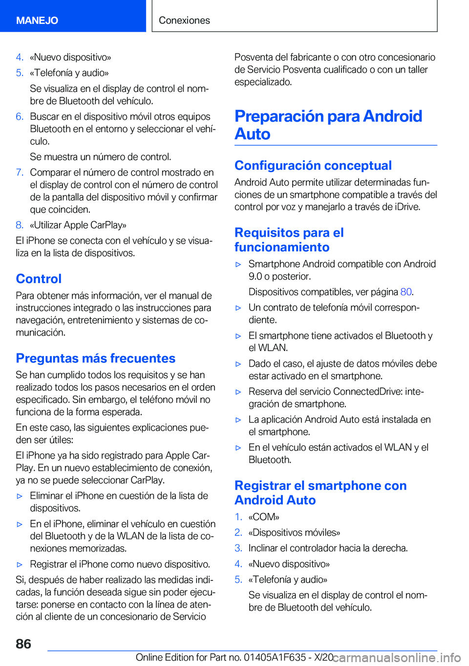 BMW X4 2021  Manuales de Empleo (in Spanish) �4�.�«�N�u�e�v�o��d�i�s�p�o�s�i�t�i�v�o�{�5�.�«�T�e�l�e�f�o�n�