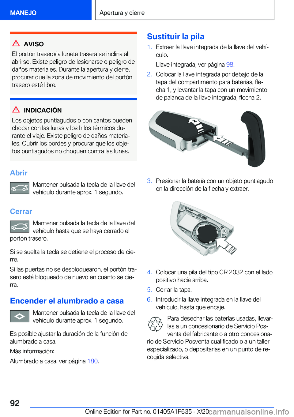 BMW X4 2021  Manuales de Empleo (in Spanish) �A�V�I�S�O
�E�l��p�o�r�t�