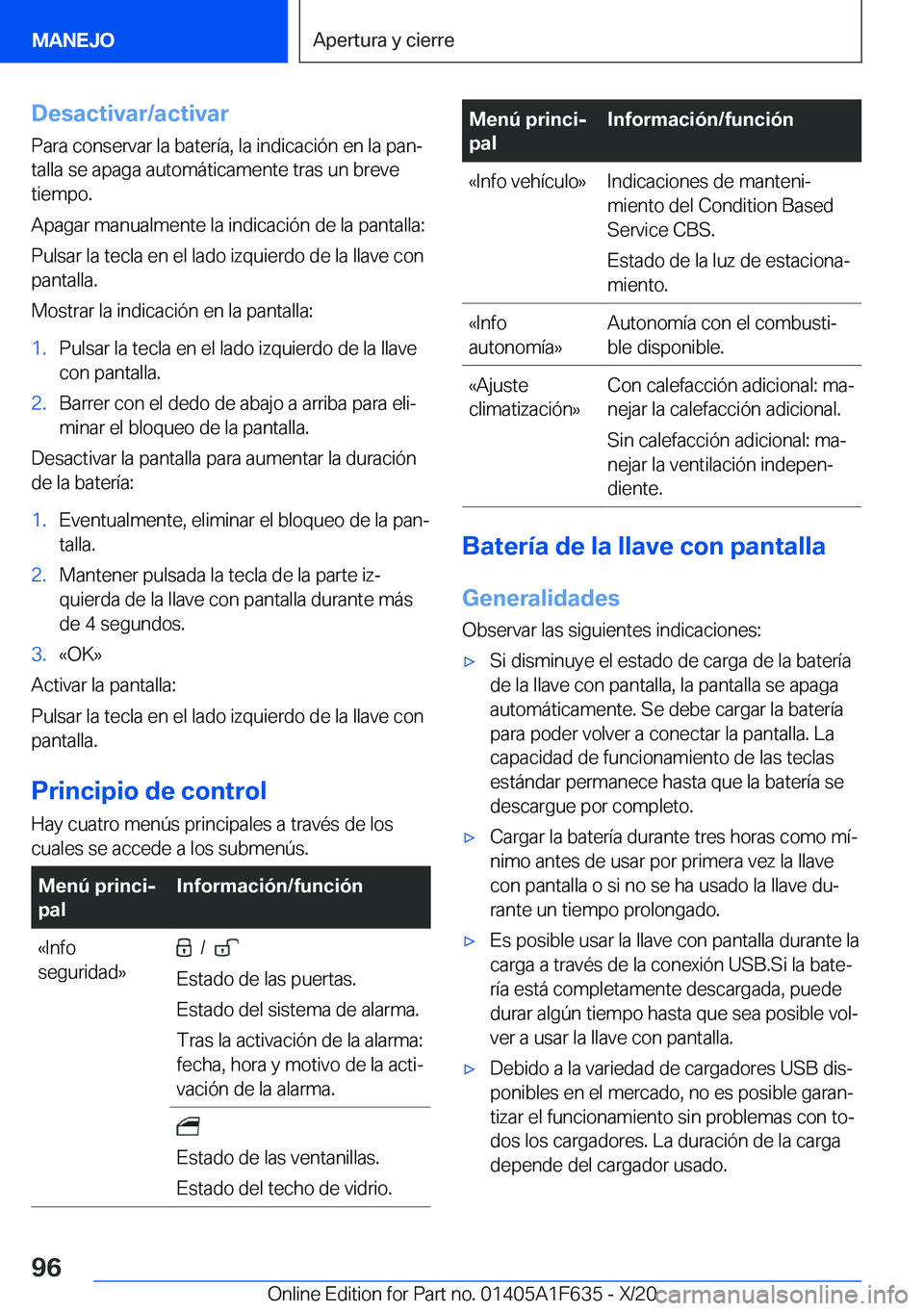 BMW X4 2021  Manuales de Empleo (in Spanish) �D�e�s�a�c�t�i�v�a�r�/�a�c�t�i�v�a�r�P�a�r�a��c�o�n�s�e�r�v�a�r��l�a��b�a�t�e�r�