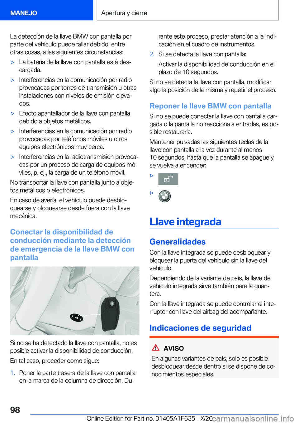 BMW X4 2021  Manuales de Empleo (in Spanish) �L�a��d�e�t�e�c�c�i�