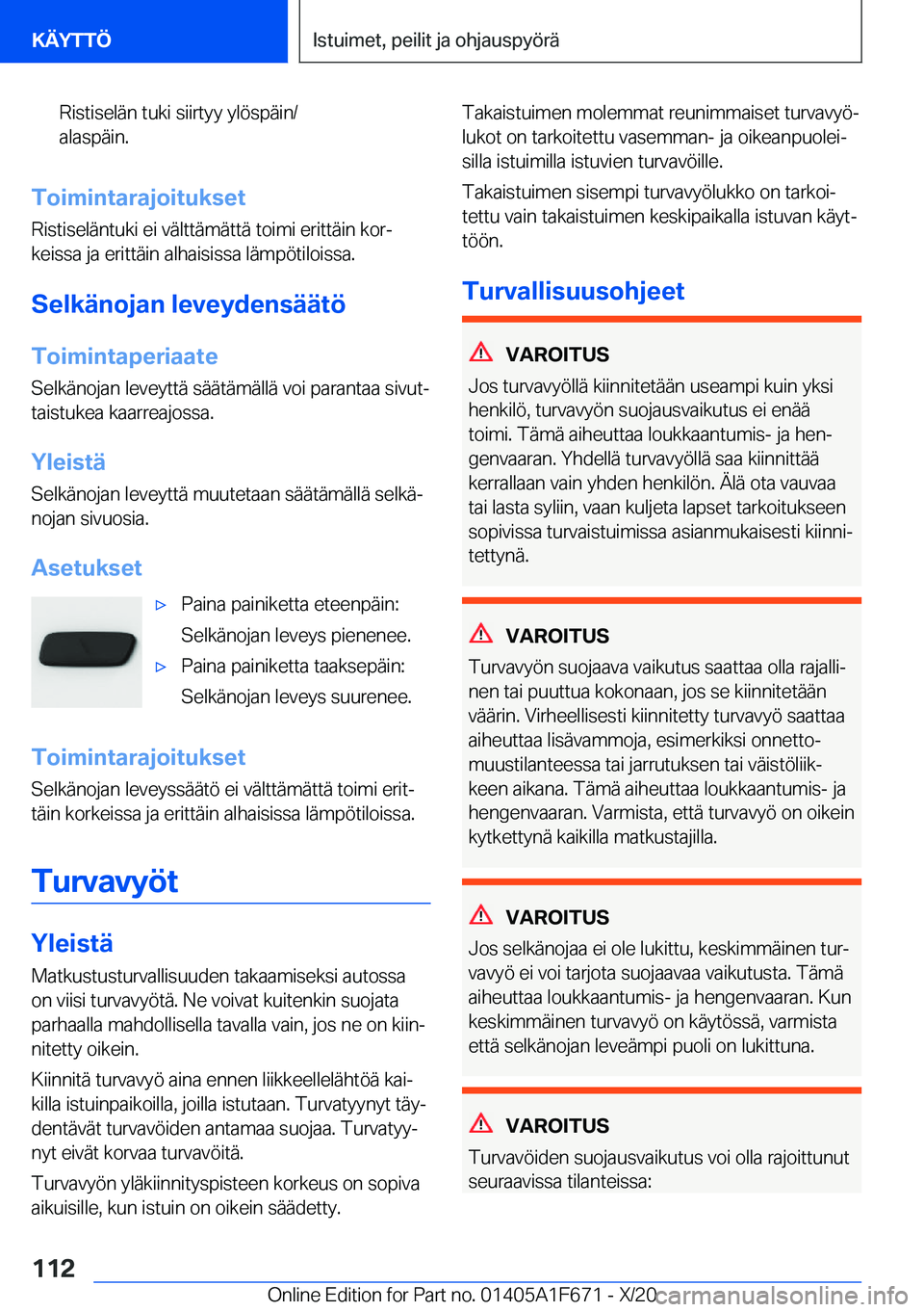BMW X4 2021  Omistajan Käsikirja (in Finnish) �R�i�s�t�i�s�e�l�