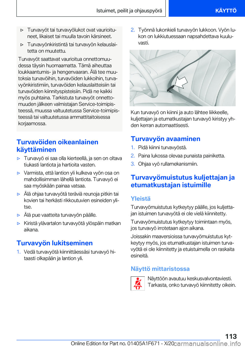 BMW X4 2021  Omistajan Käsikirja (in Finnish) 'x�T�u�r�v�a�v�y�