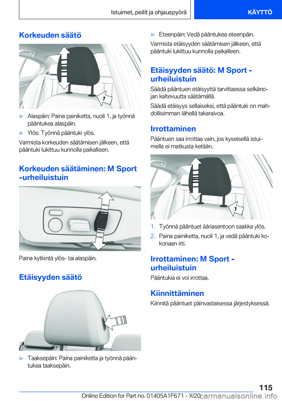 BMW X4 2021  Omistajan Käsikirja (in Finnish) �K�o�r�k�e�u�d�e�n��s�