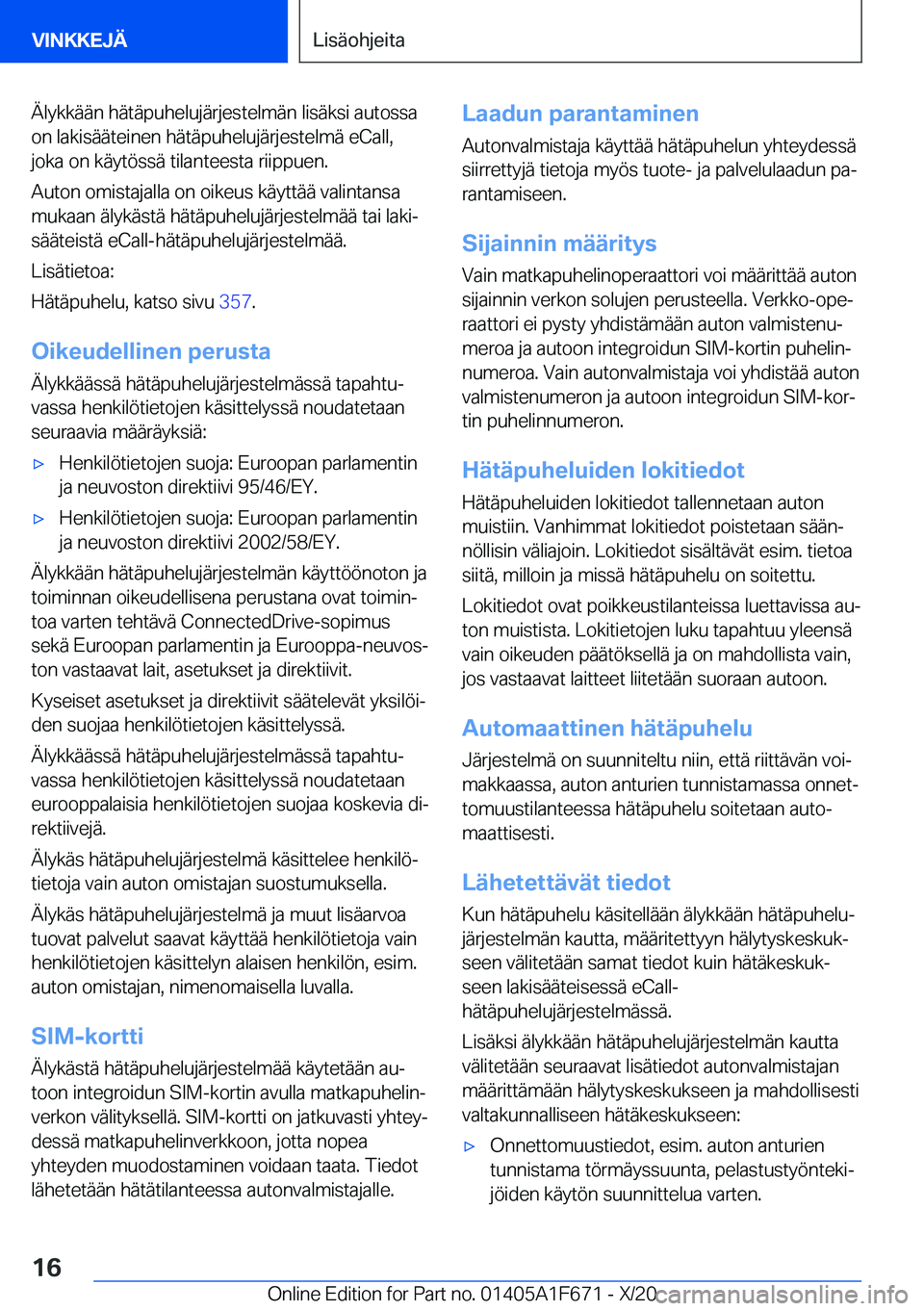 BMW X4 2021  Omistajan Käsikirja (in Finnish) �