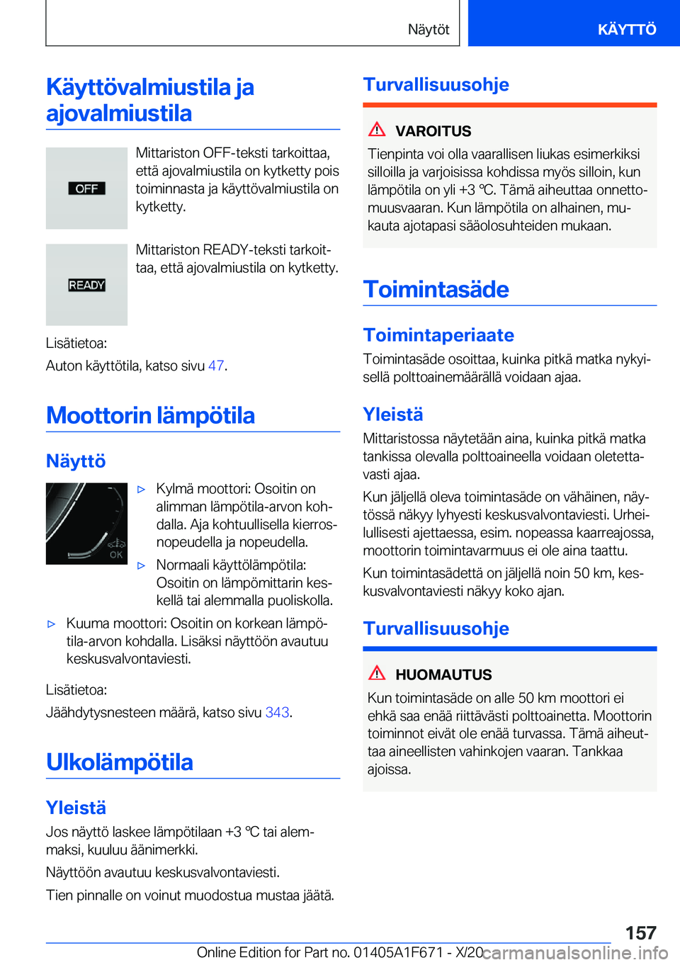 BMW X4 2021  Omistajan Käsikirja (in Finnish) �K�