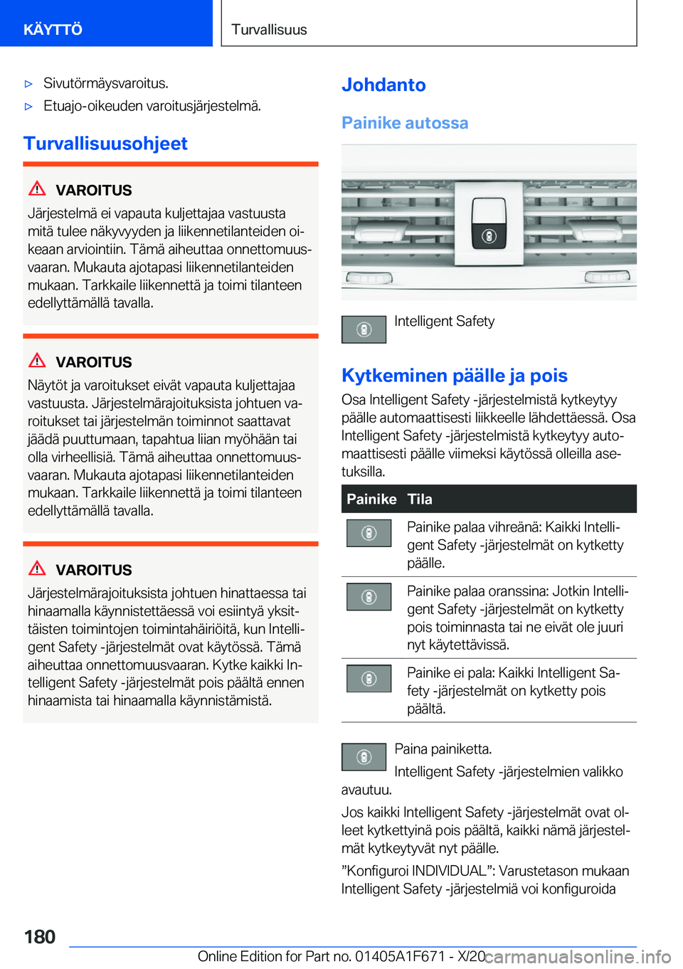 BMW X4 2021  Omistajan Käsikirja (in Finnish) 'x�S�i�v�u�t�