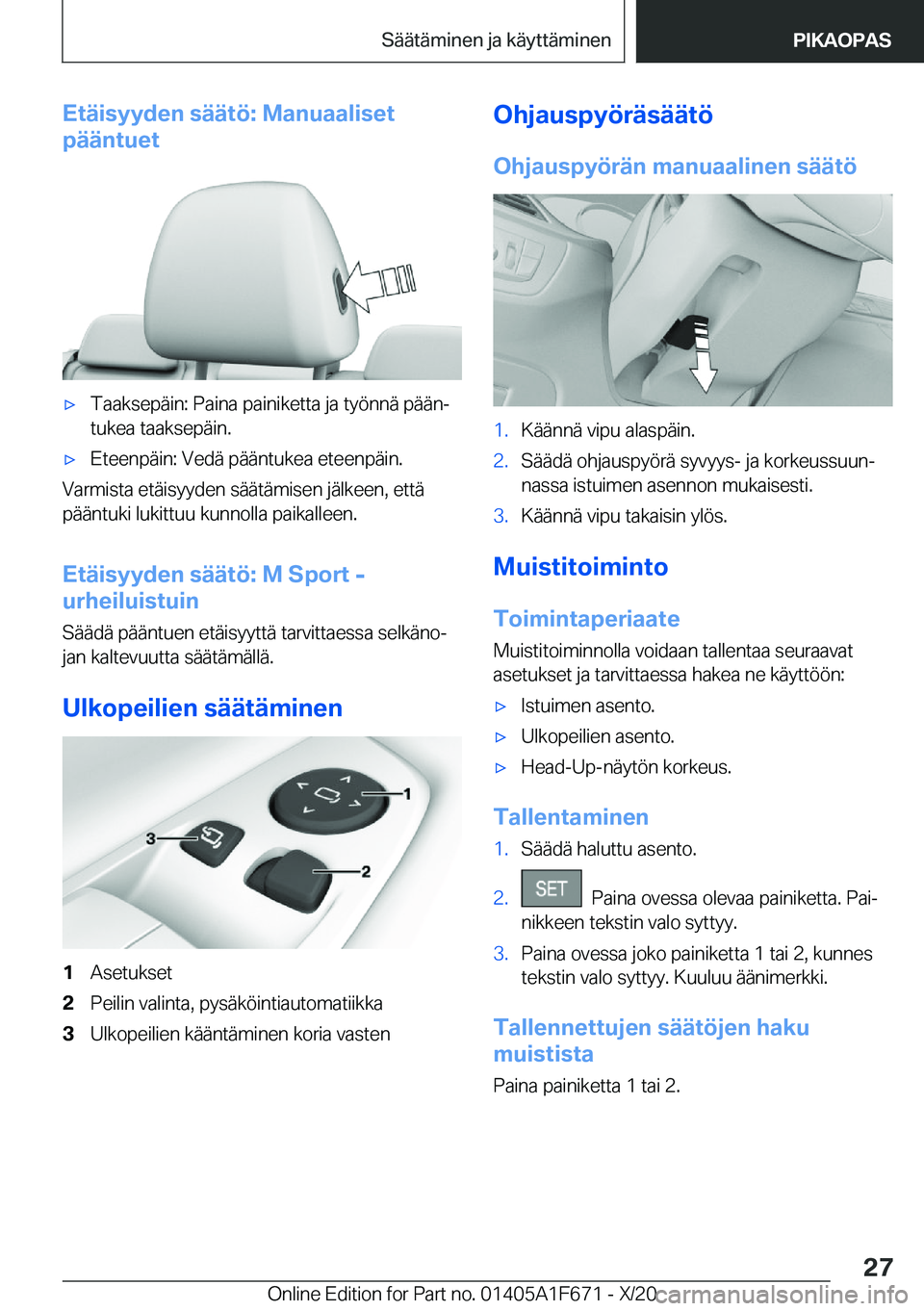 BMW X4 2021  Omistajan Käsikirja (in Finnish) �E�t�