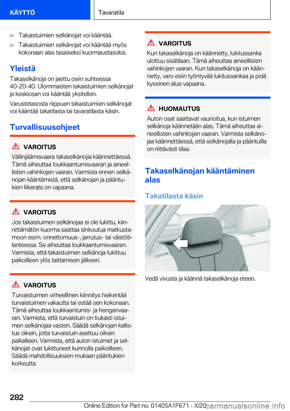 BMW X4 2021  Omistajan Käsikirja (in Finnish) 'x�T�a�k�a�i�s�t�u�i�m�i�e�n��s�e�l�k�
